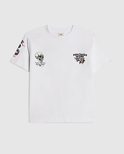 Boys White Skull Sanctuaire T-Shirt