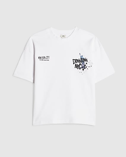 Boys White Downtown NYC Graphic T-Shirt