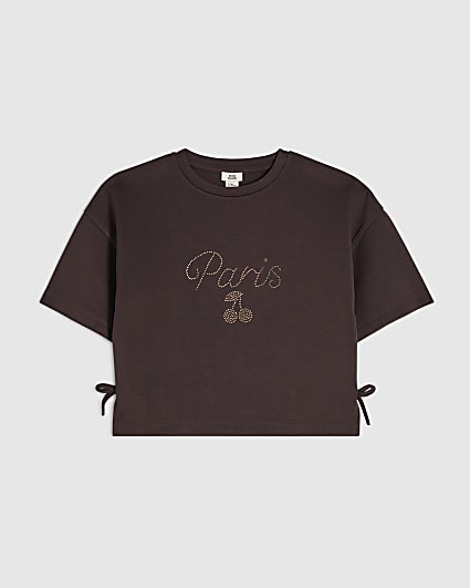 Girls Purple Premium Paris Cherry T-Shirt