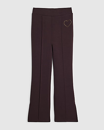 Girls Purple Premium Heart Flared Trousers