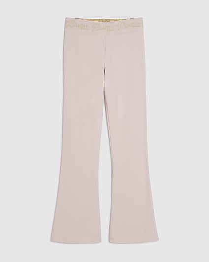 Girls Pink RI Scripty Flared Leggings