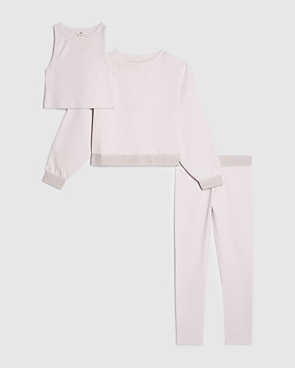 Girls Pink RI Scripty Sweatshirt 3 Piece Set
