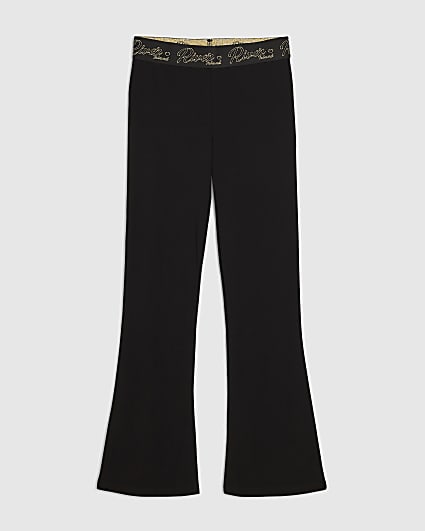 Girls Black RI Scripty Flared Leggings