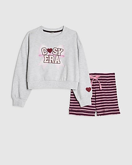 Girls Grey Cosy Era Sweatshirt Pyjamas Set