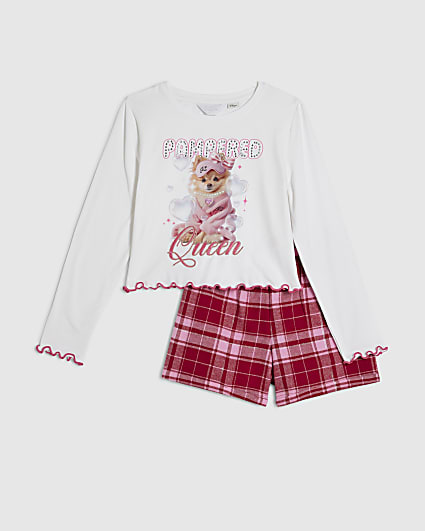 Girls White Pamper Puppy Graphic Pyjamas