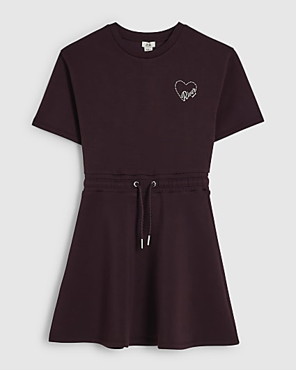 Girls Purple Premium Tie Waist Dress