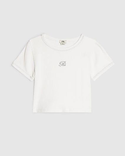 Girls White Lurex RI T-Shirt