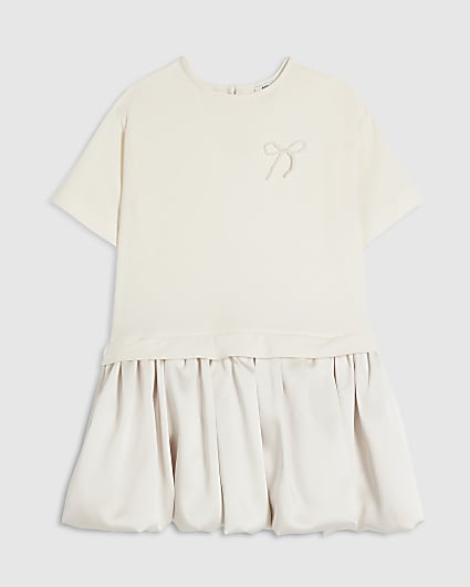 Girls Cream Bubble Hem Skirt Dress