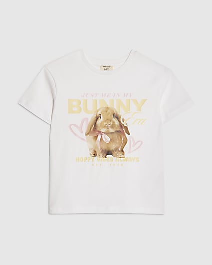 Mini Girls White Bunny T-Shirt