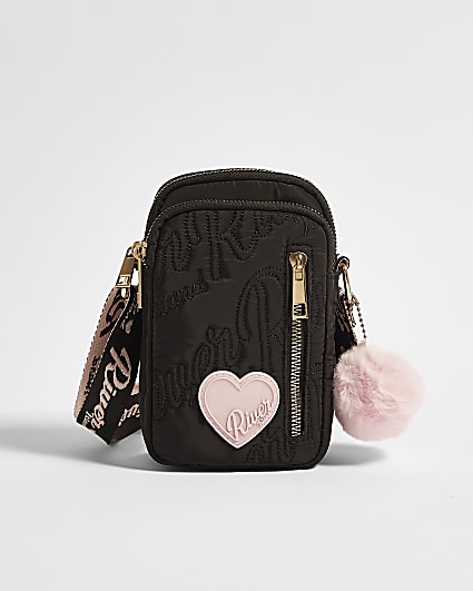 Girls Black Heart Festival Crossbody Bag
