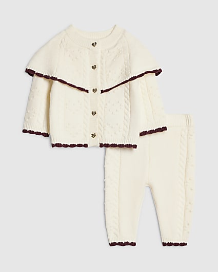 Baby Girls Cream Knitted Cape Cardigan Set