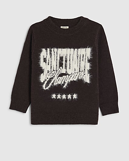 Mini Boys Brown Fluffy Sanctuaire Jumper