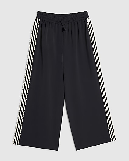 Girls Black Lace Side Tape Trousers