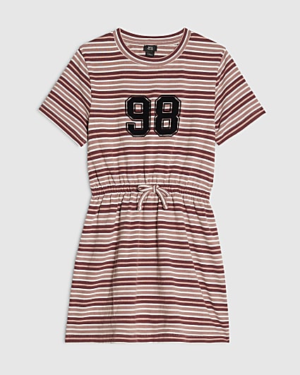 Girls Red Stripe 98 Tie Dress