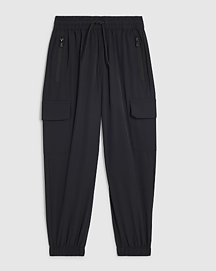 Boys Black Tech Pocket Cargo Trousers