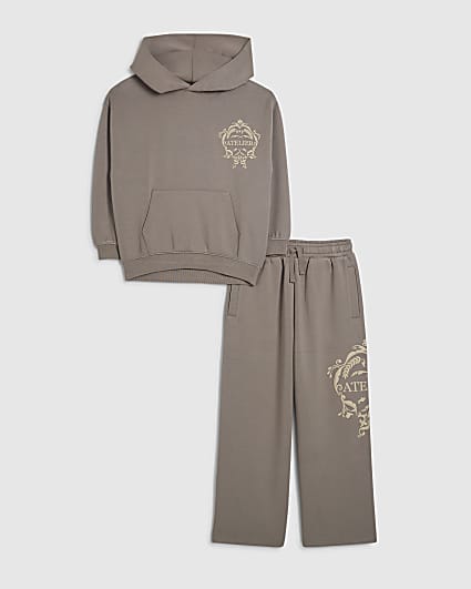 Boys Beige Premium Relaxed Baroque Hoodie Set