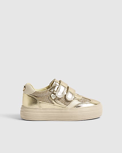 Girls Gold Glitter Trainers