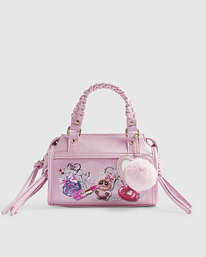 Girls Pink Printed Cross Body Bag