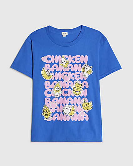 Girls Blue Chicken Banana T-Shirt