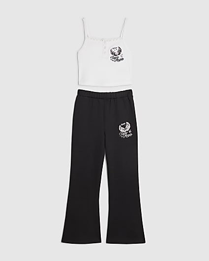 Girls White Angels Tank Top & Jogger Set