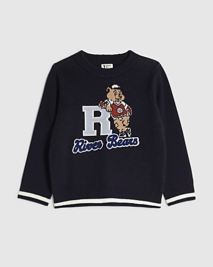 Mini Boys Navy Clubhouse Bear Sweatshirt