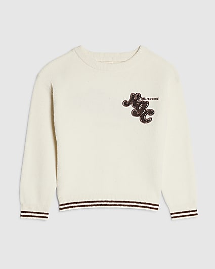Mini Boys Cream New York Boucle Jumper