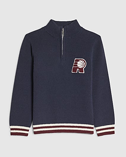 Mini Boys Navy R Basketball Boucle Jumper