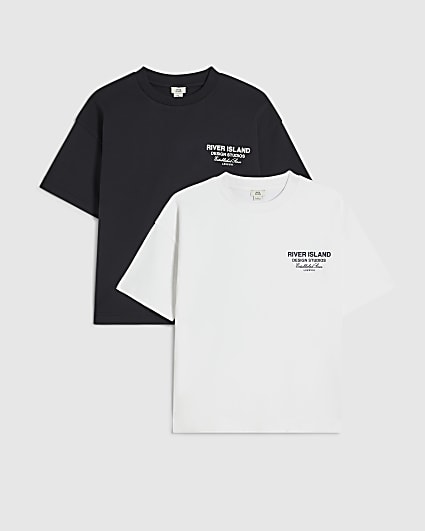 Boys Black RI Branded Pack Of 2 T-Shirts