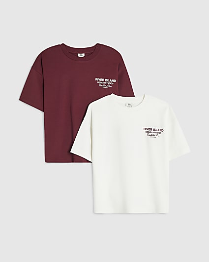 Boys Burgundy RI T-Shirt Pack Of 2