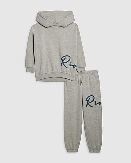 Boys Grey Ri Branded Hoodie Set