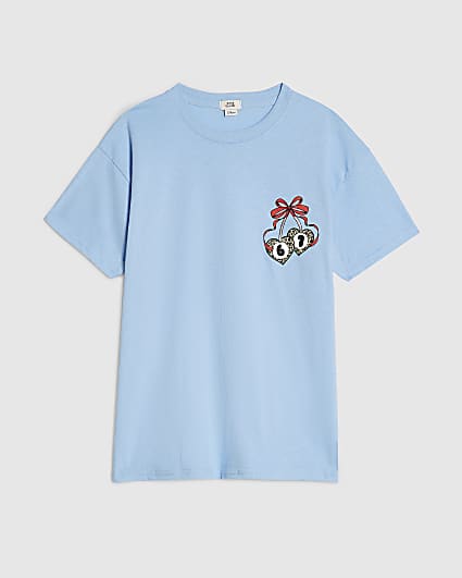 Girls Blue Club 67 Leopard T-Shirt