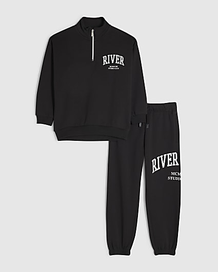Boys Black RI Funnel Sweatshirt Set