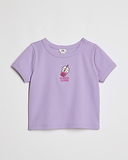 Girls Purple Bubble Queen Icon T-Shirt