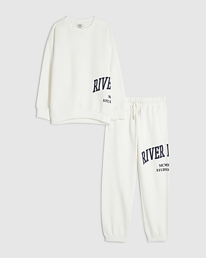Boys Cream RI Sweatshirt And Joggers Set