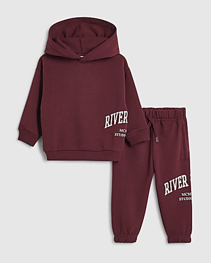 Mini Boys Burgundy RI Hoodie Set