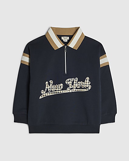 Mini Boys Navy New York Striped Sweatshirt