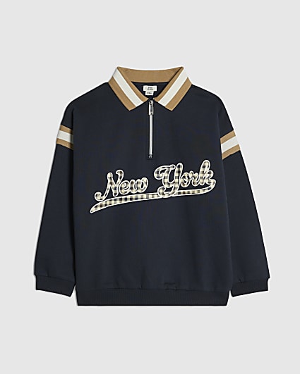 Boys Navy New York Striped Sweatshirt