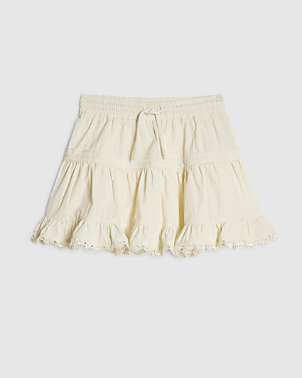 Girls Beige Lace Skirt