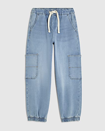Boys Blue Loose Cuffed Cargo jeans