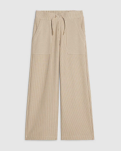 Girls Brown Stripe Wide Leg Trousers