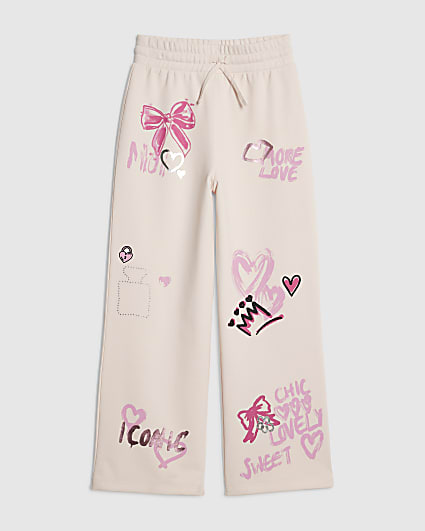 Girls Pink Graffiti Icon Joggers