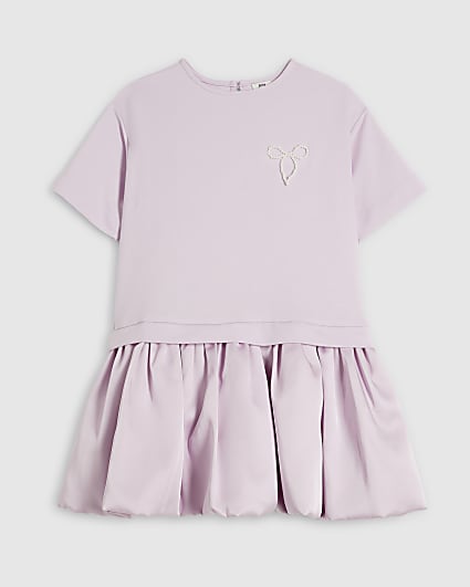 Girls Purple Bubble Hem Skirt Dress