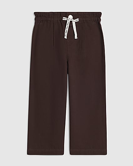 Mini Girls Brown Wide Leg Jeans