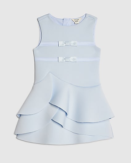 Mini Girls Blue Bow Frill Dress