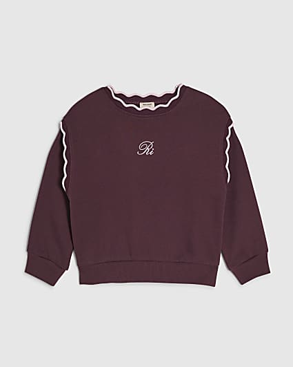 Mini Girls Purple Scallop Edge Sweatshirt