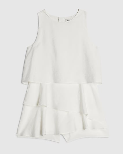 Girls White Tiered Playsuit