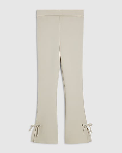 Girls Cream Premium Fold Over Flared Trousers