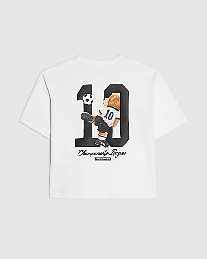 Mini Boys White 10 Football Bear T-Shirt