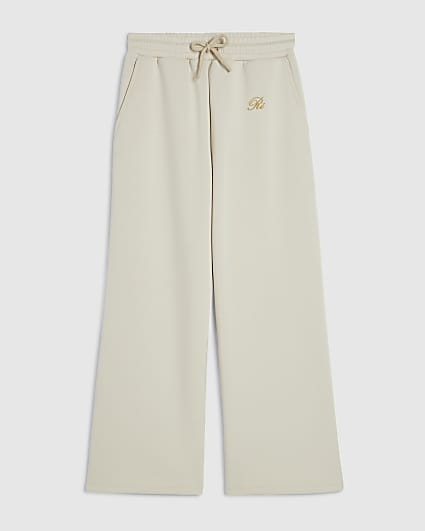 Girls Cream Premium Wide Leg Trousers
