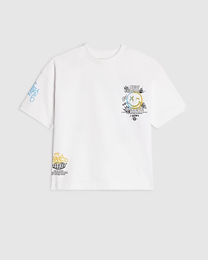 Mini Boys White Graffiti Bear T-Shirt